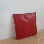 革で作ったシンプルなポーチ＊大サイズ＊赤＊