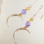 月のヒカリ 紫アメジスト ロングピアス or イヤリング