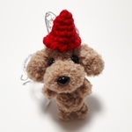送料込み☆あみぐるみ 犬(茶プードル10cm)