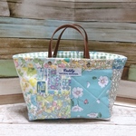 【sale】リバティパッチ＊トート型小物入れ（２７）＊L＊ブルー＆イエロー