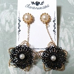 ワイヤーフラワー×レースピアス*イヤリング