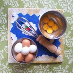 🍳🥚🐣玉子セット 🔪😉 ミニチュア  ドールハウス カフェ  キッチン  玉子 たまご たまご カフェ  料理 レストラン                  