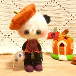 ※定形外送料無料※ハロウィンパーティいきますよー！カボチャ帽子のパンダちゃん♪