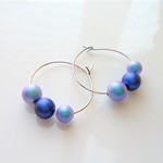 再販スワロ海の泡マーメイド&空シルバーブルー２way小さめフープピアスs