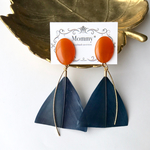 navy feather vintage   大ぶりピアス・イヤリング