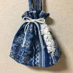 ＊SALE＊ぶら下がりレース【デニムレース】巾着バッグ