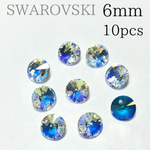 (10個)6mmスワロフスキーラウンド#6428(クリスタルAB)
