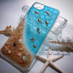 【ladyhina様専用】砂浜に水面模様のiphone 7ケース🐚ぷっくりハートの水面模様キーホルダー