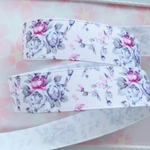 【7061】2m300円 22mm幅 グログランリボン フラワー 花柄 ペールトーン