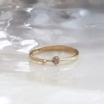 【K18 】【一点物】桜色ピンクサファイア極細リング(9号)