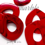 送料無料✧6pcs✧大振り darkred マーブル チェーン アクリル パーツ