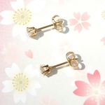 お手入れ簡単💕ゴールドカラーサージカルステンレスCZピアス(4mm