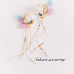 シフォンバタフライ×ダブルツイスト ピアス