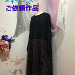 異素材ワンピース＊無地×和柄＊黒地系orラベンダー系