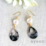 淡水パールバロックとべっこう柄ドロップのピアス/イヤリング【金属アレルギー対応】