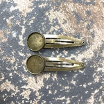 【20個】皿18mm  デコ用ミール皿つきクリップ  パッチン留　金古美