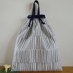 [再販・受注製作] お着替え袋 (35×30) ☆ グレーストライプ