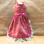 Sサイズ ピンクの花柄アンティークドレス♡犬服 ワンピース