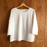 【セール】Ｔシャツみたいなプルオーバー✿スリム7分丈　シンプルホワイト