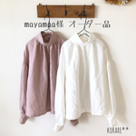 mayamaa様オーダー品☆ライトグレー＊ボリューム袖のハイネックブラウス