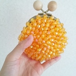木玉のビーズがま口ミニポーチ平【横8.5cm】jewelyellow 