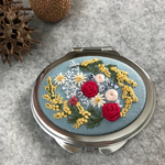 7×6綿生地刺繍楕円コンパクトミラー