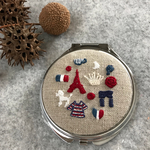7.3×8リネン刺繍コンパクトミラー