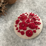 40㎜リネン刺繍ブローチ