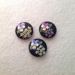 リネンと羊毛のビオラと小花刺繍のヘアゴム or ブローチ