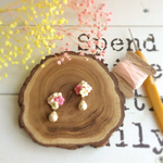 ［再販］4つのお花のしずくピアス-桜色-