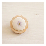 ふんわり＊やさしい陶器と押し花のフラワークッキーブローチ*♪   忘れな草 mini