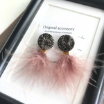 ブラックビーズ×ファーピアス♡