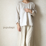 SALE♡リネンの毎日Tブラウス＊ラグラン長袖 マッシュルーム×リバティ