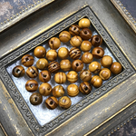【10mm   60個】ウッドビーズ ナチュラルブラウン  木目入り  アソート   両穴