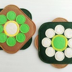 【送料無料‼︎】＊ 洗えるフェルト de お花のコースター  ＃008 《2枚set》