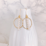 【A-33】パールスティック♡ゴールドフープピアス