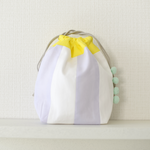 コップ袋　しましま　イエロー×ラベンダー