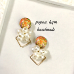 クジャク柄♡カボション パールのピアス✽イヤリング