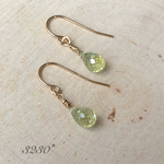 【k14gf】グリーンガーネット*  ドロップカットピアス