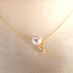コットンパールときらきら☆のシンプルネックレス