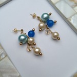 コットンパールのピアス（ブルー）