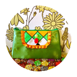 サテンのぺたんこポーチ 【グリーン b】 