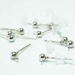 （＃M-06）ピアス パーツ 　3mm丸玉 カン付【10個】シリコンキャッチ付  シルバー ボールピアス ピアスパーツ 