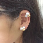 ゴールド&パールビーズ handmaidイヤカフ クリップ 《両耳1セット》
