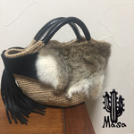 麻バッグ★リアルファー✖︎フリンジ