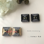 スクエア刺繍＊ドット柄チェコビーズピアス