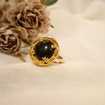 【再販】ブラック ビンテージボタンリング💍K16GP 