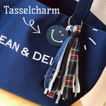 ニコちゃん タータンチェック タッセルキーホルダー  チャーム スマイル バッグ