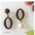 NO.B678 オシャレ⁂ 星柄ビーズ × ウッドリング ピアス  / イヤリング