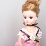 リカちゃん ブライス ドレス ピンク×ブラウンリボン バッスルドレス セット